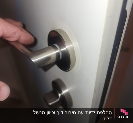 ידית דלת מתכתית עם מנעול גלילי